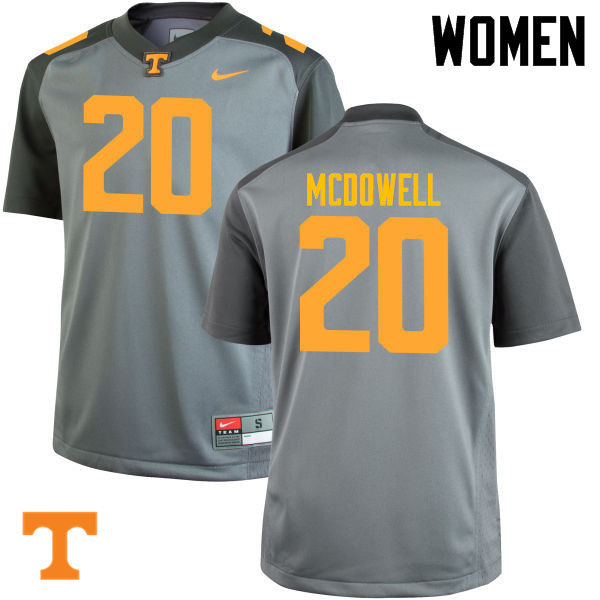 Women #20 Cortez McDowell Tennessee Volunteers College Football Jerseys-Gray
